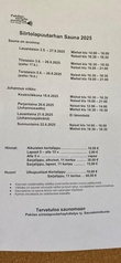 Rantasaunan saunavuorot keväästä syksyyn 2025.